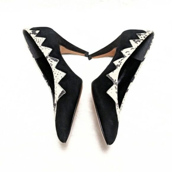 NWOB SAKS Vintage Deadstock Suede Snake Print Pumps 7 - Picture 5 of 9